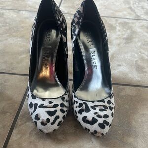 White House Black Market Black and White Leopard-Print Pumps